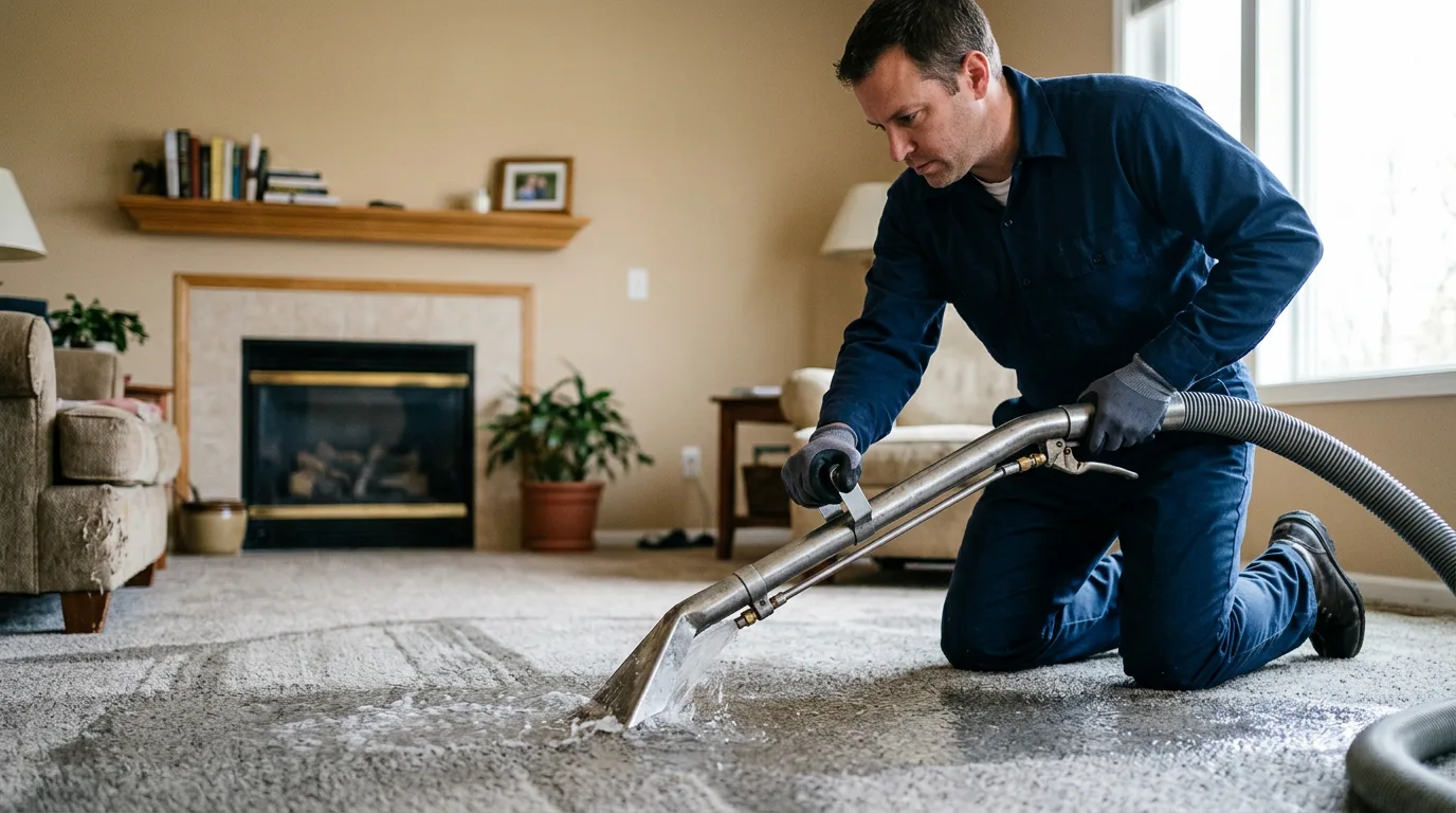 Water damage restoration technician working near Belfast, NY
